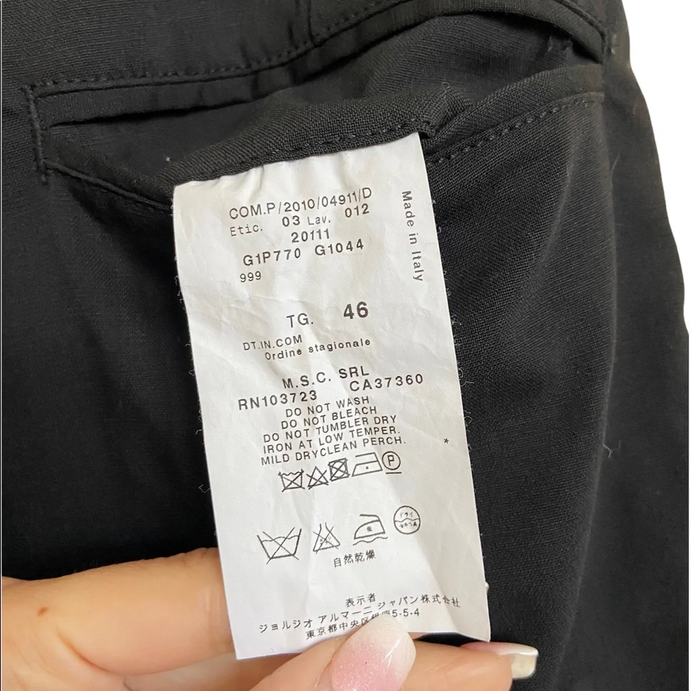 Emporio Armani Matt Line Wool Pants Black